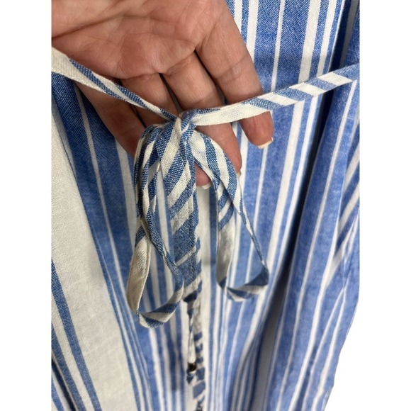 Philosophy Linen Dress with Belt, Blue & White Stripes, Medium - Picture 8 of 8